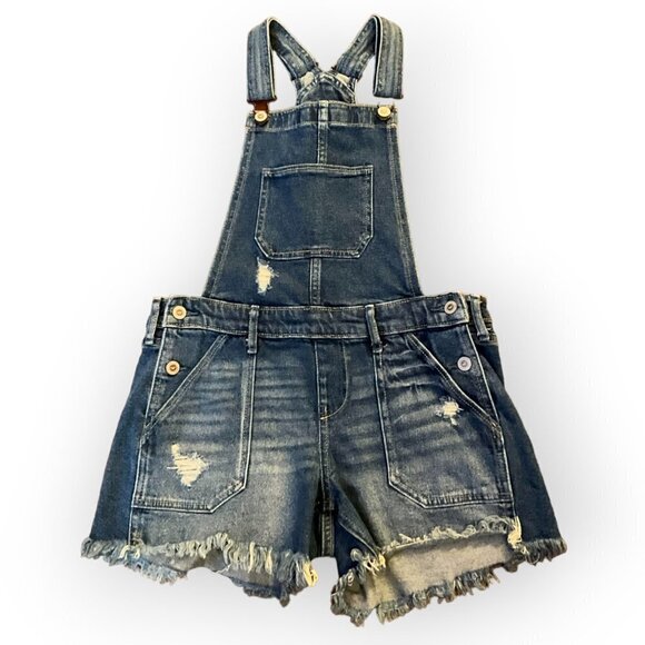 HOLLISTER Distressed Boyfriend Shorts Overalls Size Small - Picture 1 of 5